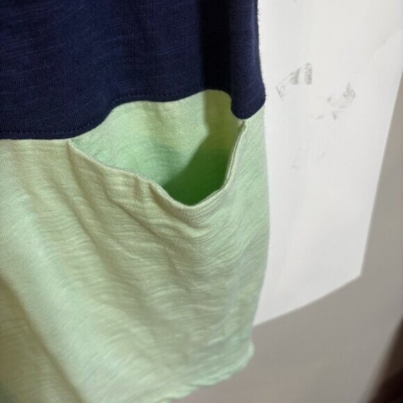 Lands End Canvas Sheath T-shirt Dress Medium Navy Mint Coastal Nautical - Picture 7 of 9